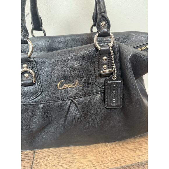 Coach Large Ashley F15447 Black Leather Satchel *Missing Shoulder Strap* - Picture 2 of 13